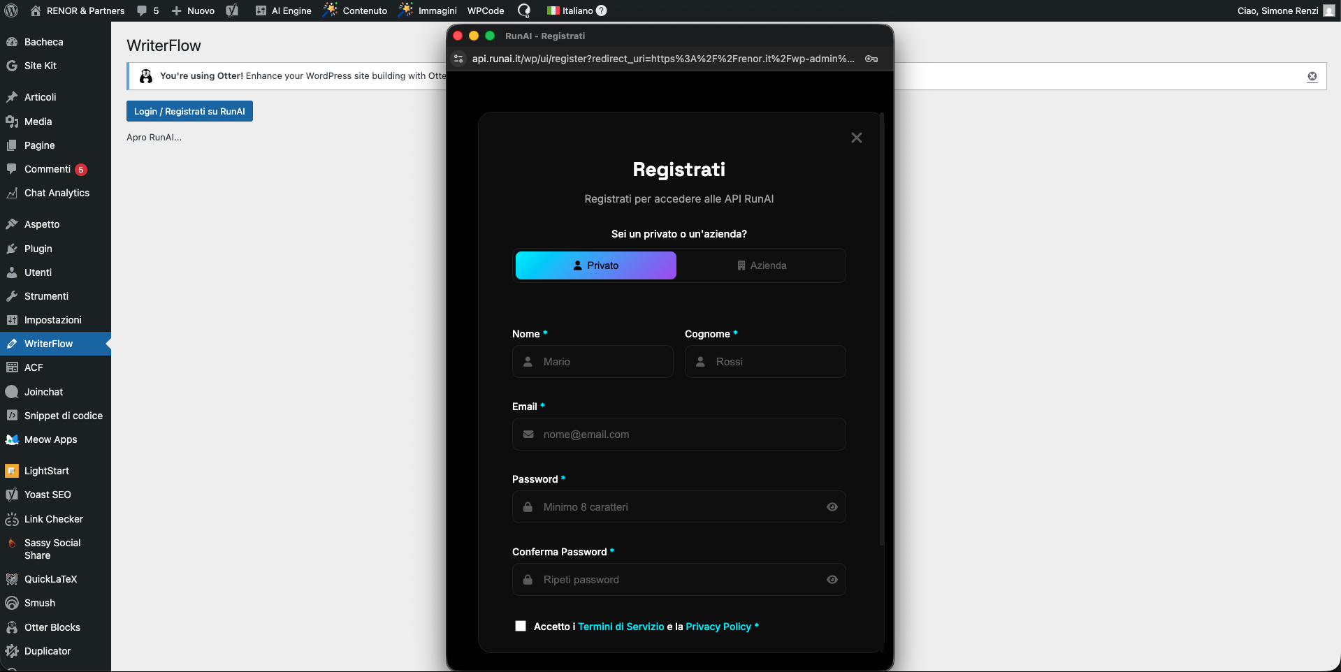 Registrazione e Login